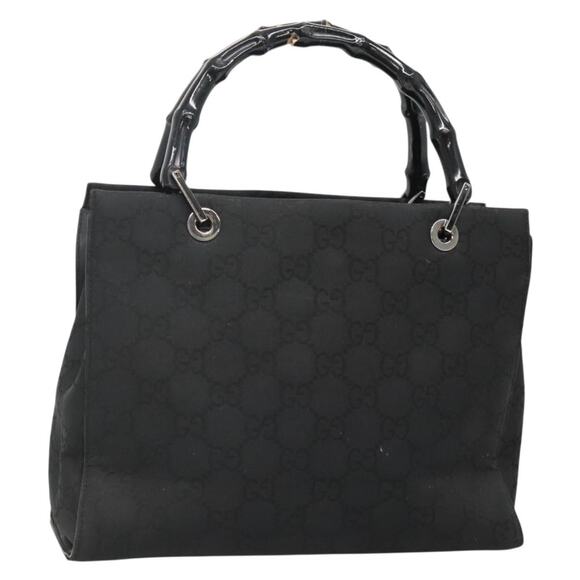 GUCCI Bamboo GG Canvas Hand Bag Nylon Black 002 002 - Picture 1 of 16